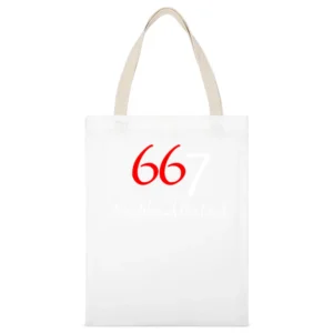 667 Neighbor Of The Devil Fun 666 Graphic White Canvas Tote Shopping Bag