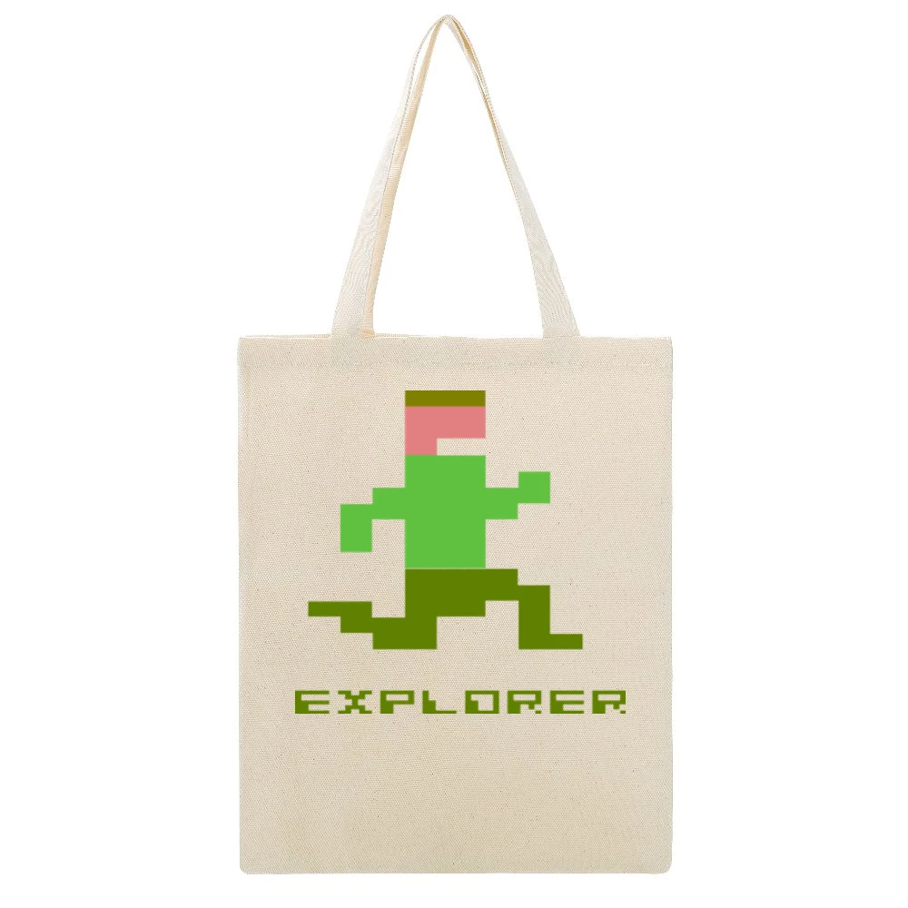 8 Bit Bombs Video Game Retro 80s Beige Canvas Tote Shopping Bag