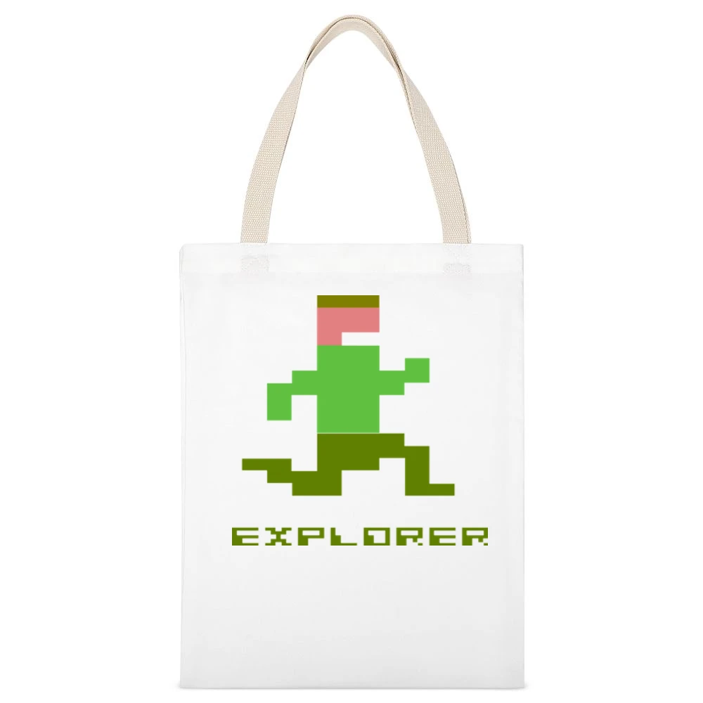 8 Bit Bombs Video Game Retro 80s White Canvas Tote Shopping Bag