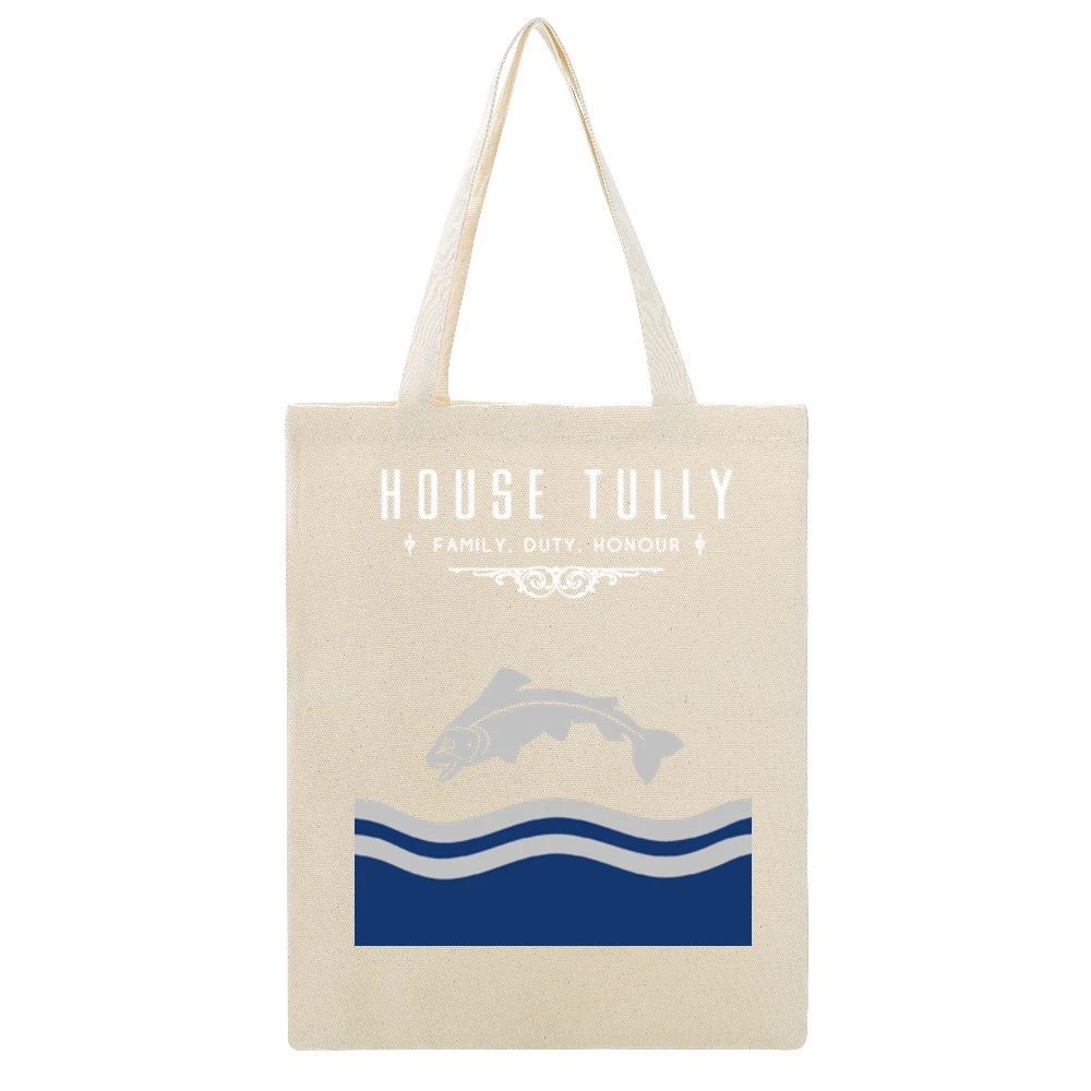 A Game Of Thrones House Tully Beige Canvas Tote Shopping Bag