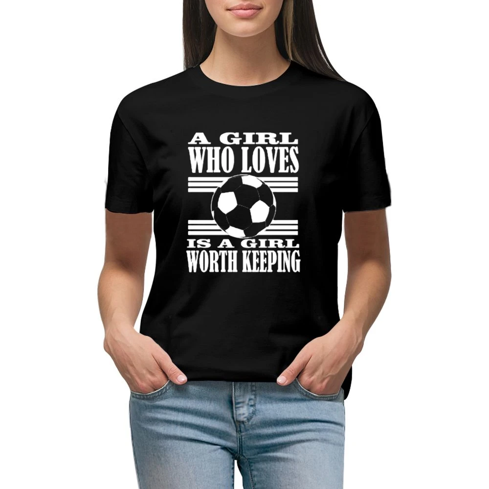 A Girl who love soccer Premium Women Ladies T-shirt