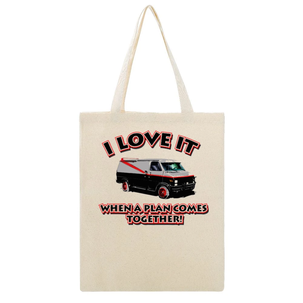 A Team Movie Plan Quote Beige Canvas Tote Shopping Bag