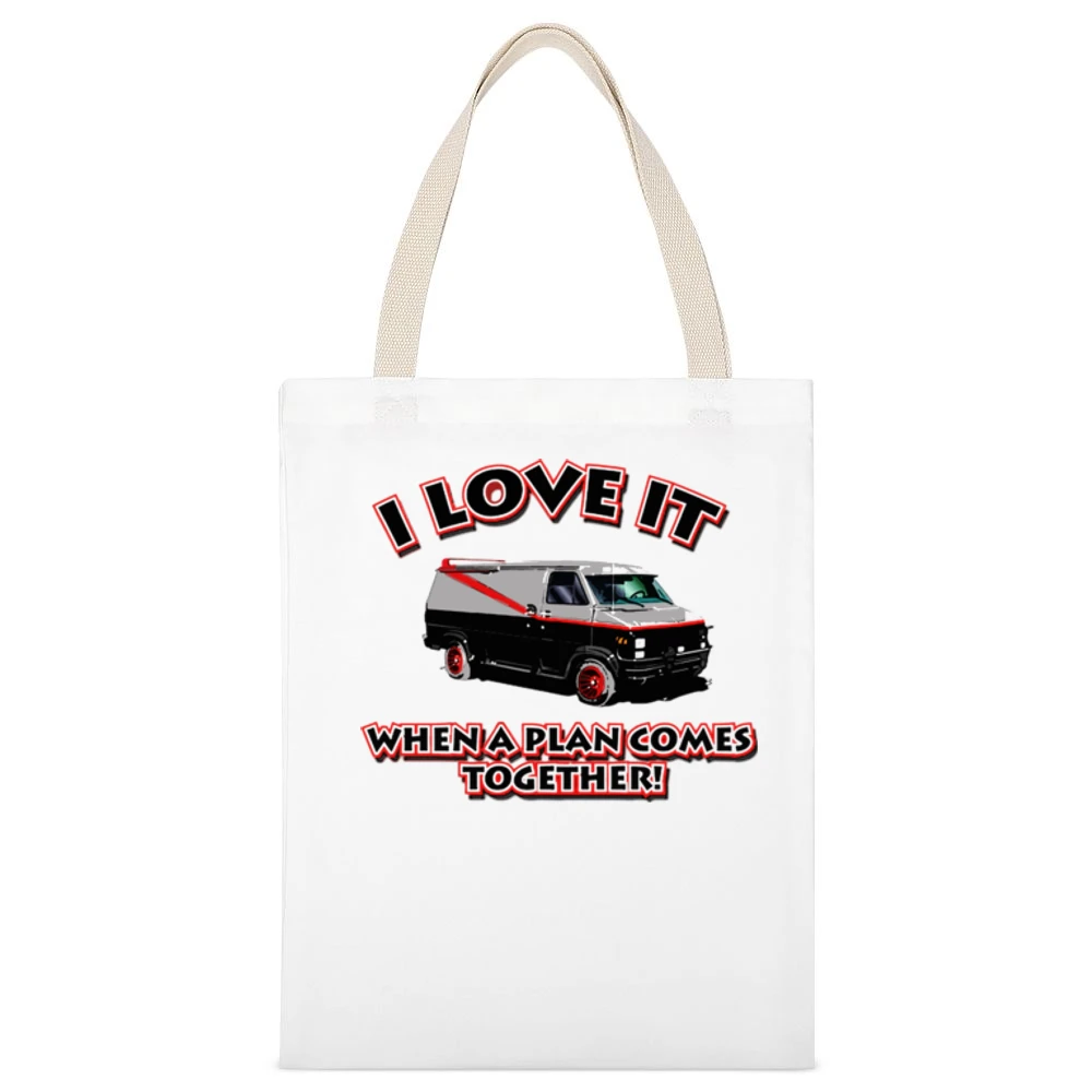A Team Movie Plan Quote White Canvas Tote Shopping Bag