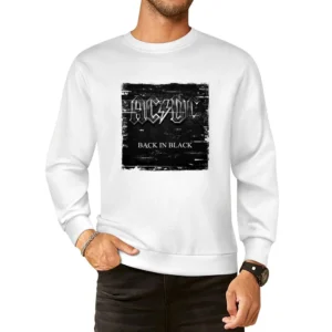 ACDC Back In Black Album Cover Distressed Image European Size Pullover Sweater