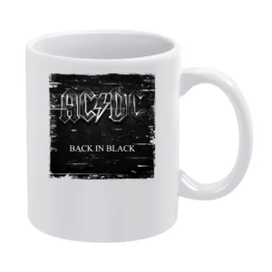 ACDC Back In Black Album Cover Distressed Image White Mug