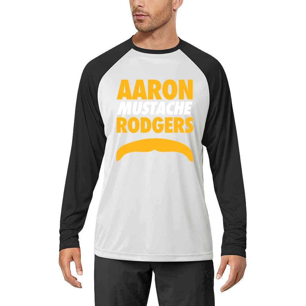 Aaron Rodgers Mustache Green Bay Football Funny Men Long Sleeve T-Shirt