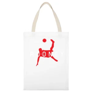 Air Wayne Rooney Funny Manchester United Soccer Sports White Canvas Tote Shopping Bag
