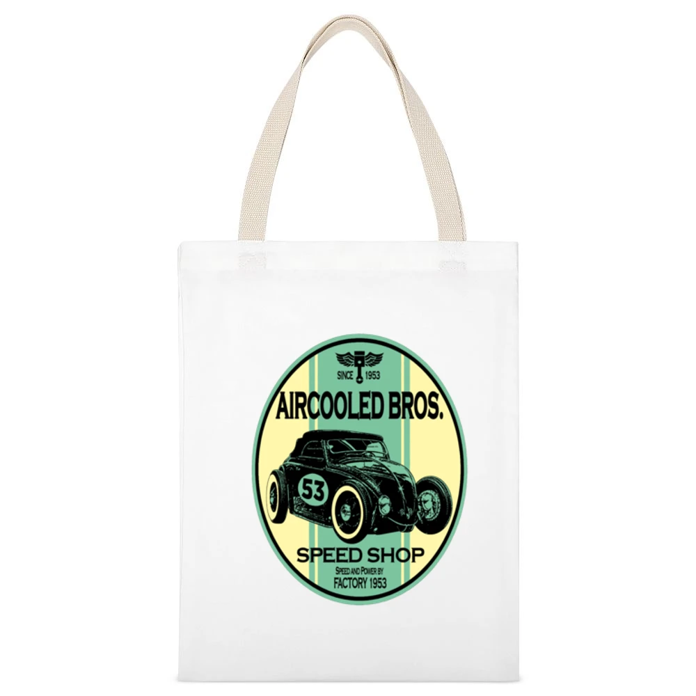 Aircooled Bros Tshirt White Canvas Tote Shopping Bag