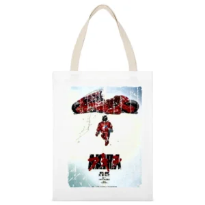 Akira Movie Poster Retro Aged Look White Canvas Tote Shopping Bag