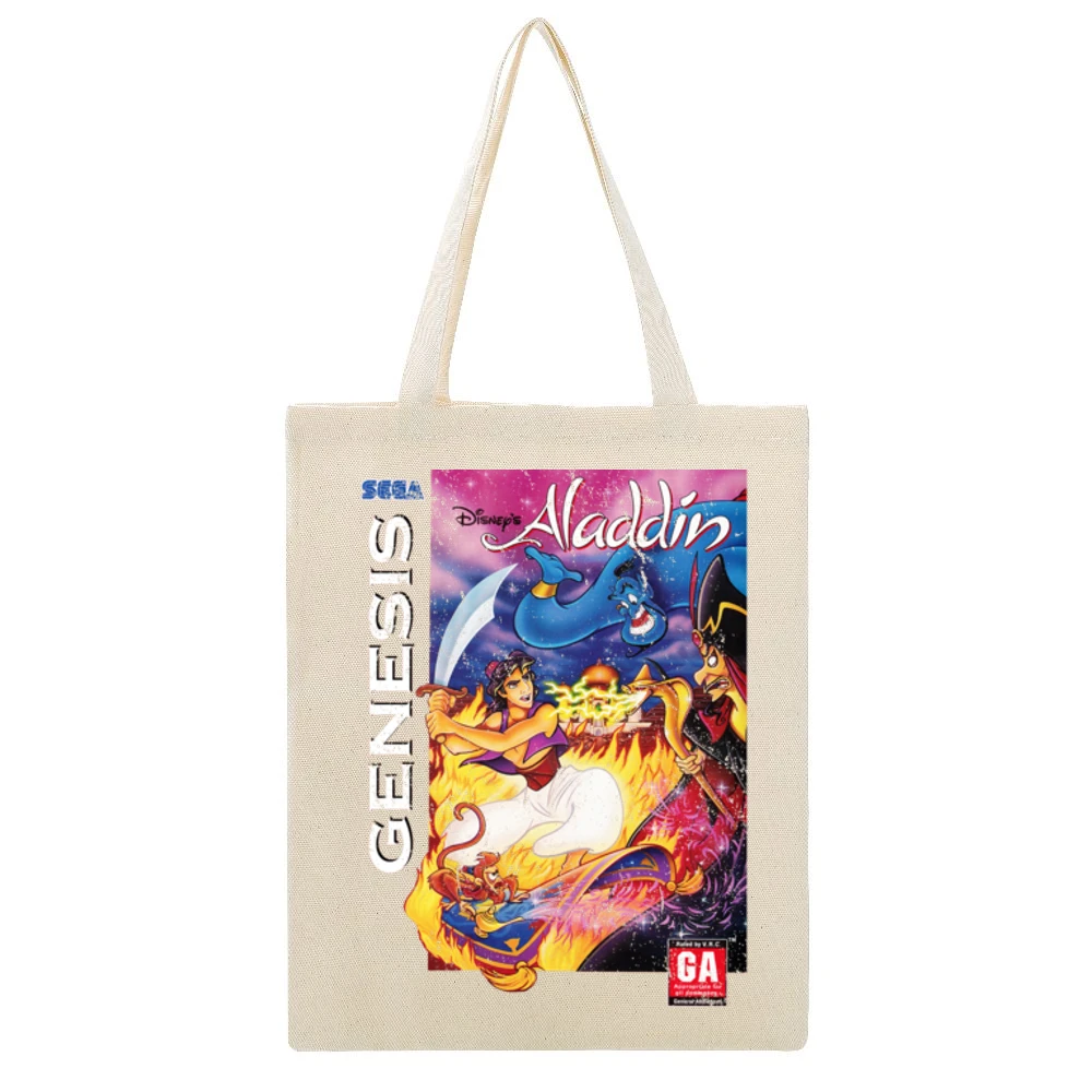 Aladdin Sega Genesis Old School Retro Video Game Fan Distressed T Shir Beige Canvas Tote Shopping Bag