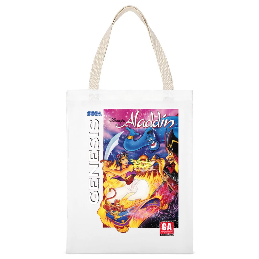 Aladdin Sega Genesis Old School Retro Video Game Fan Distressed T Shir White Canvas Tote Shopping Bag