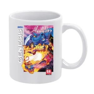 Aladdin Sega Genesis Old School Retro Video Game Fan Distressed T Shir White Mug