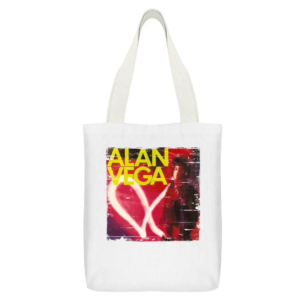 Alan Vega Alan Vega Album Cover Distressed Image White Canvas Tote Shopping Bag With Interior Pocket