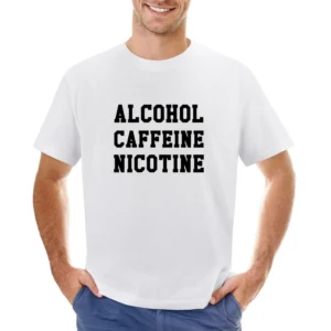 Alcohol Caffeine Nicotine Popular Addiction Necessary Evils Asian Size Men T-Shirt