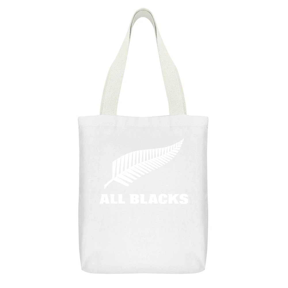 All Blacks Rugby White Canvas Tote Shopping Bag With Interior Pocket