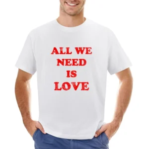 All We Need Is Love Fun Cool Vintage Style Distressed Graphic 80s T Sh Asian Size Men T-Shirt