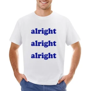 Alright Alright Alright Fun Vintage Party Graphic Asian Size Men T-Shirt