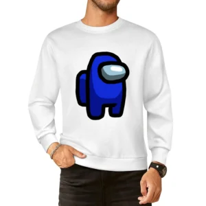 Among Us Blue Character Fun Video Game Fan European Size Pullover Sweater