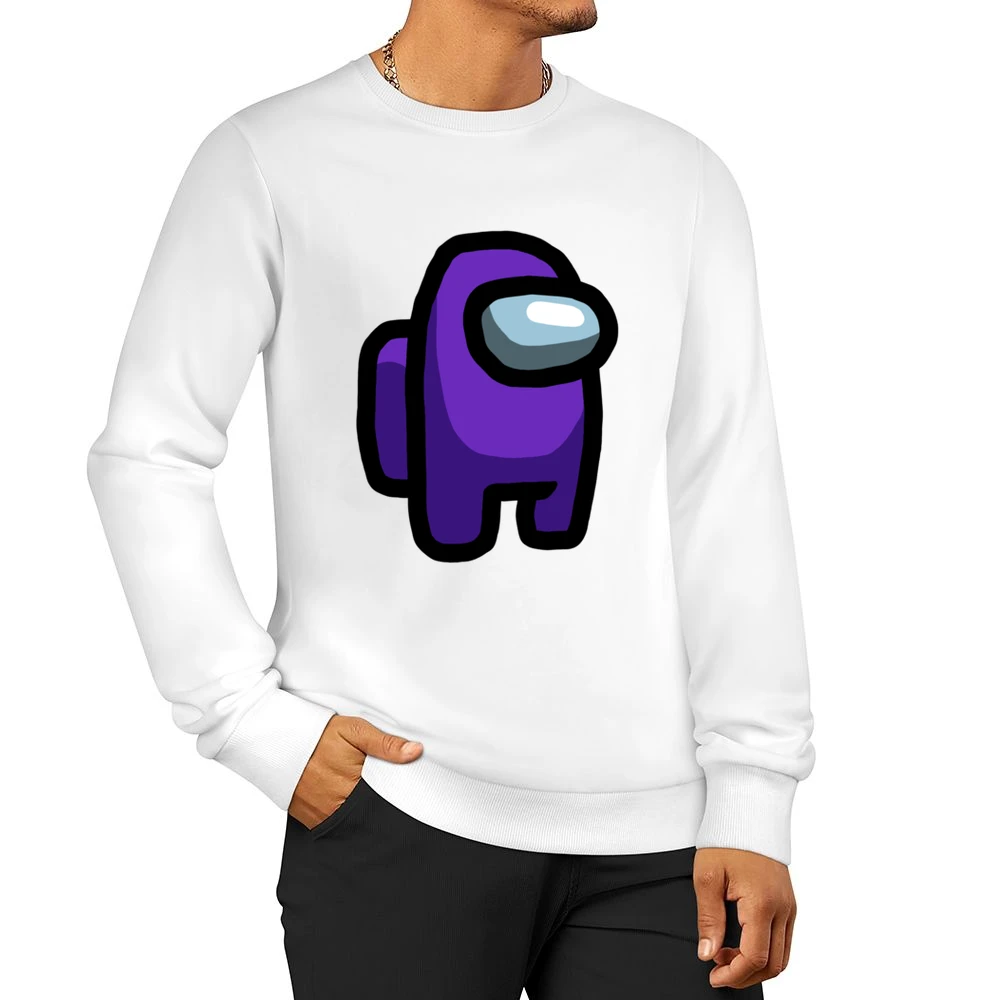 Among Us Purple Character Fun Video Game Fan Men Pullover Sweatshirt
