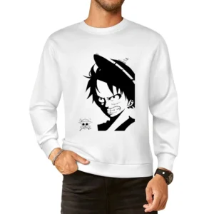 Angry Monkey D Lufffy One Piece straw hat pirates European Size Pullover Sweater