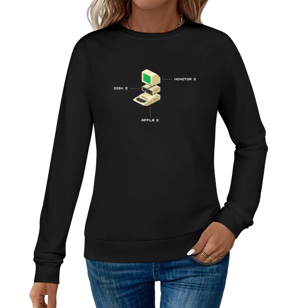 Apple 2 Computer Video Game Retro 80s Women Pullover Sweatshirt