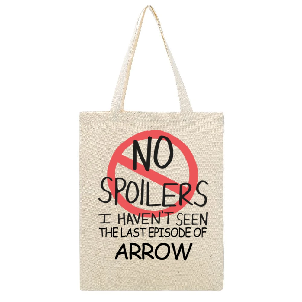 Arrow No Spoilers Last Episode Tv Funny Beige Canvas Tote Shopping Bag