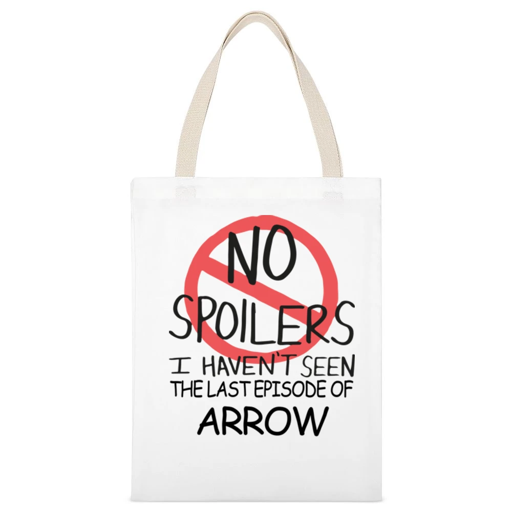 Arrow No Spoilers Last Episode Tv Funny White Canvas Tote Shopping Bag
