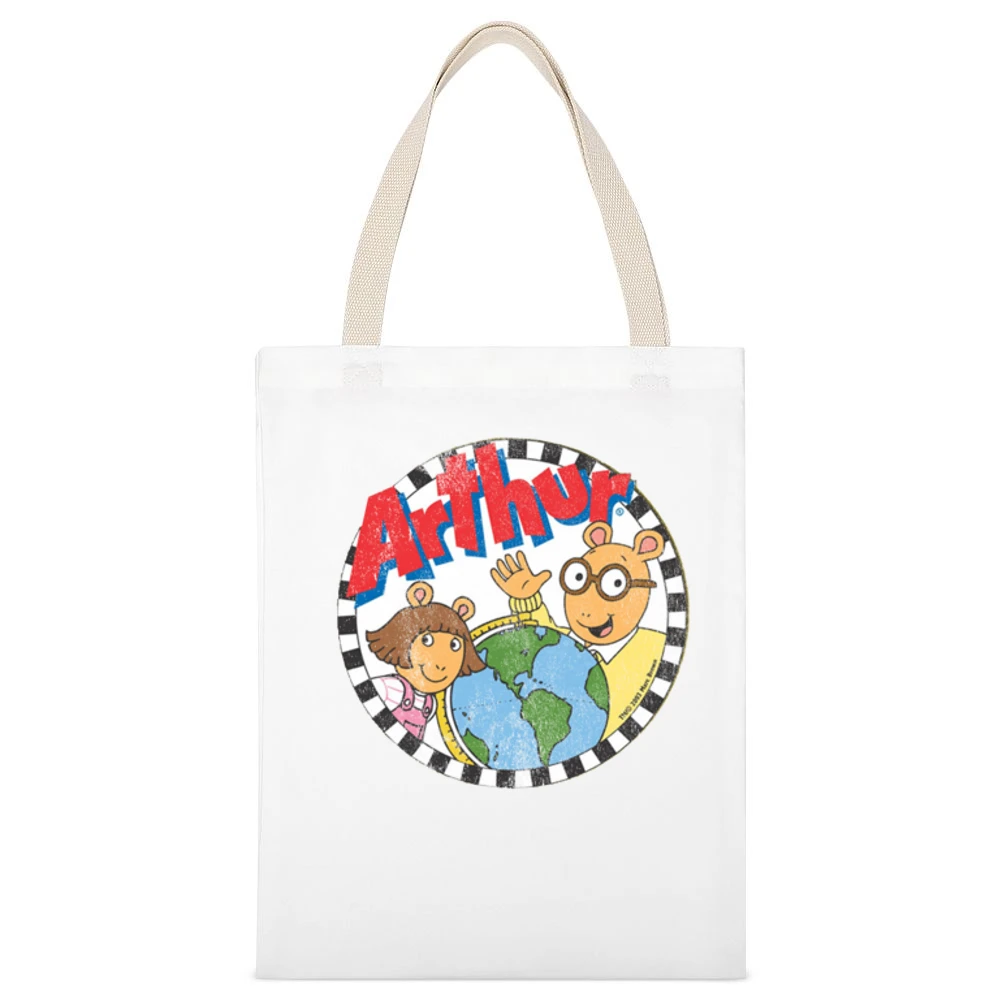 Arthur Fun 80s Vintage Retro Tv Show Graphic Tee Shirt White Canvas Tote Shopping Bag