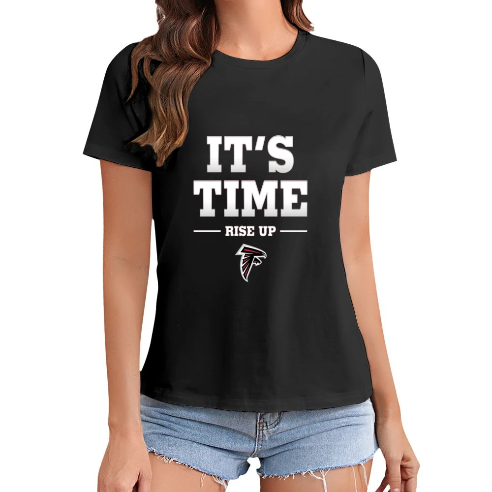 Atlanta Falcons Its Time Rise up Tshirt Asian Size Women Ladies T-shirt