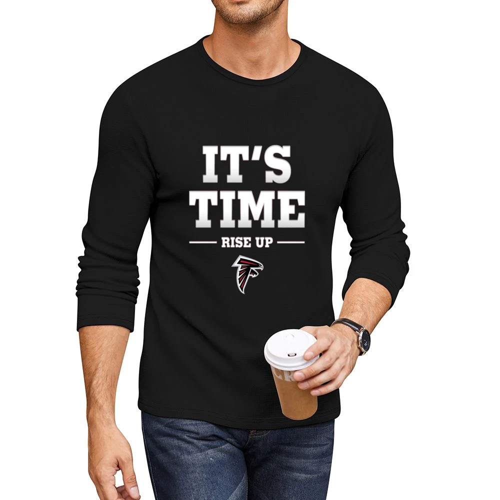 Atlanta Falcons Its Time Rise up Tshirt Men CrewNeck Long Sleeve T-Shirt