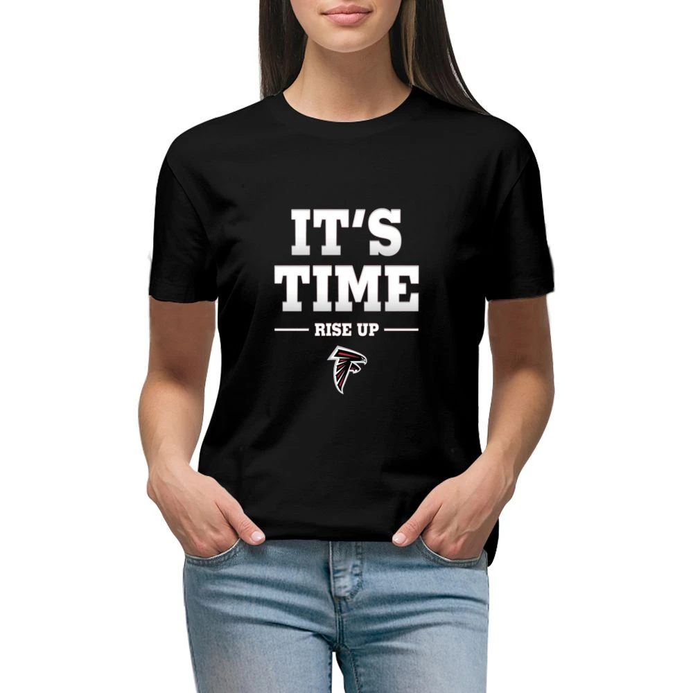 Atlanta Falcons Its Time Rise up Tshirt Premium Women Ladies T-shirt