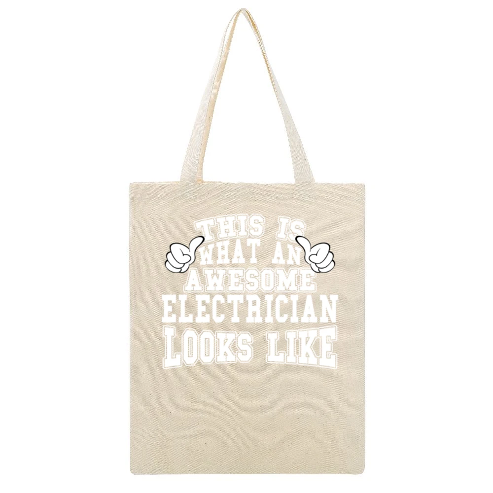 Awesome Electrician Tshirt Construction Humor Beige Canvas Tote Shopping Bag