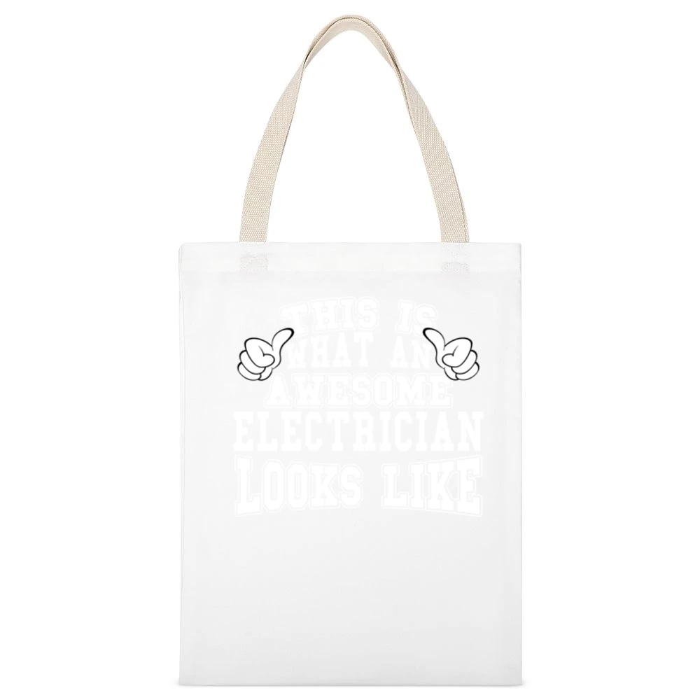 Awesome Electrician Tshirt Construction Humor White Canvas Tote Shopping Bag
