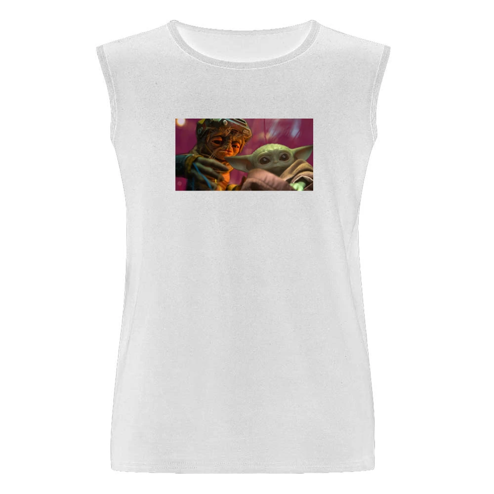Baby Yoda And Babu Frik Star Wars Fan Men Sleeveless T-Shirt