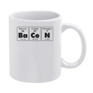 Bacon Elements Funny Periodic Table Geek Nerd Food White Mug