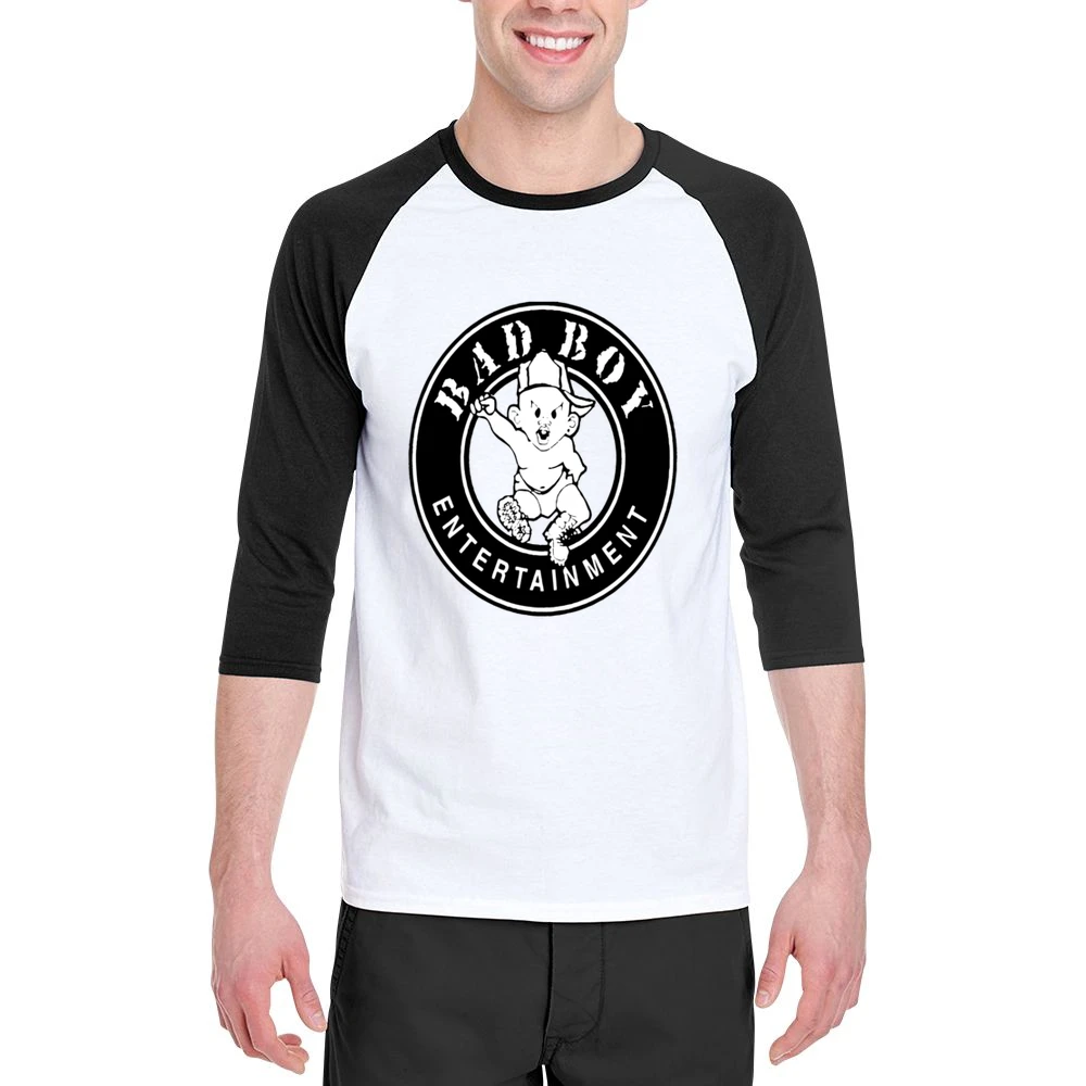 Bad Boy Records Hip Hop Tshirt Men 3/4 Sleeve T-Shirt