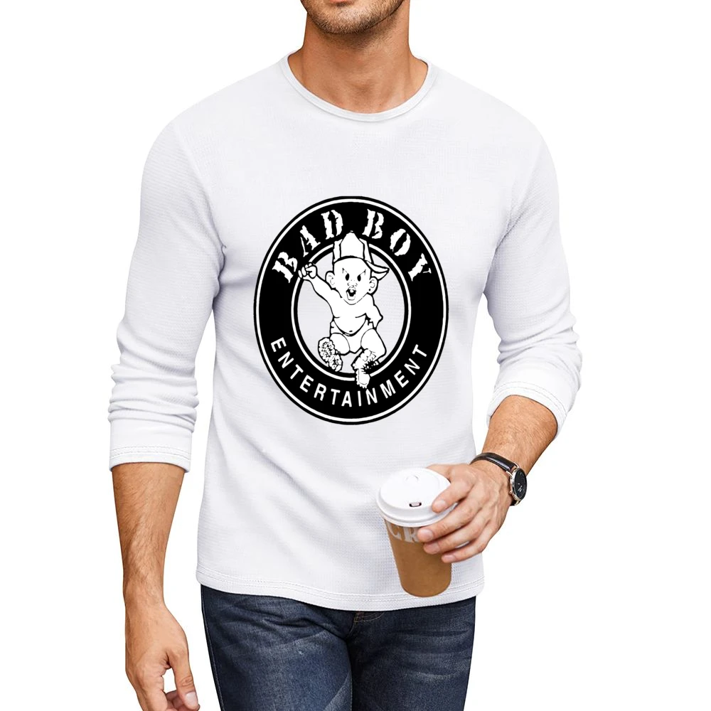Bad Boy Records Hip Hop Tshirt Men CrewNeck Long Sleeve T-Shirt