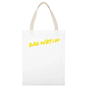 Bae Watch Funny Baywatch Parody Popular TV Show White Canvas Tote Shopping Bag