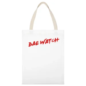 Bae Watch Funny Baywatch Parody TV Show White Canvas Tote Shopping Bag