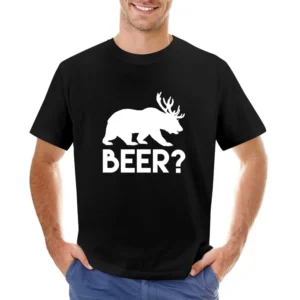 Beer Bear Deer Funny Animal Graphic Asian Size Men T-Shirt