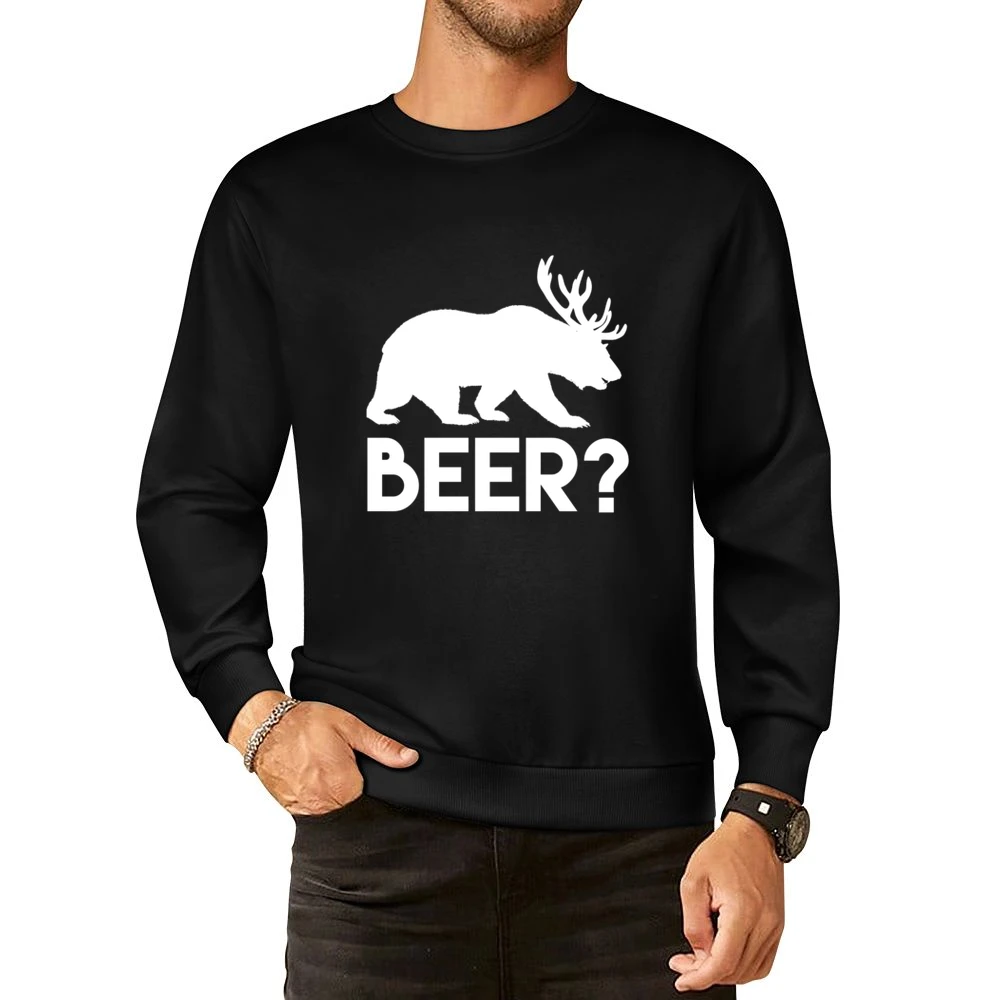 Beer Bear Deer Funny Animal Graphic European Size Pullover Sweater