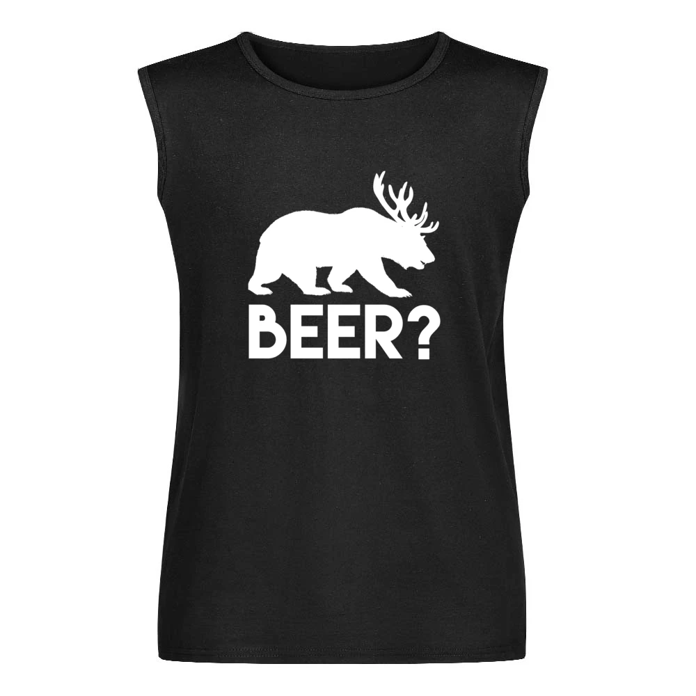 Beer Bear Deer Funny Animal Graphic Men Sleeveless T-Shirt