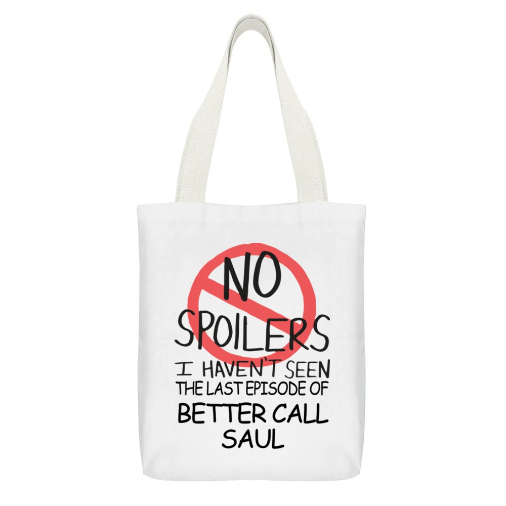 Better Call Saul No Spoilers Last Episode Tv Funny White Canvas Tote Shopping Bag With Interior Pocket