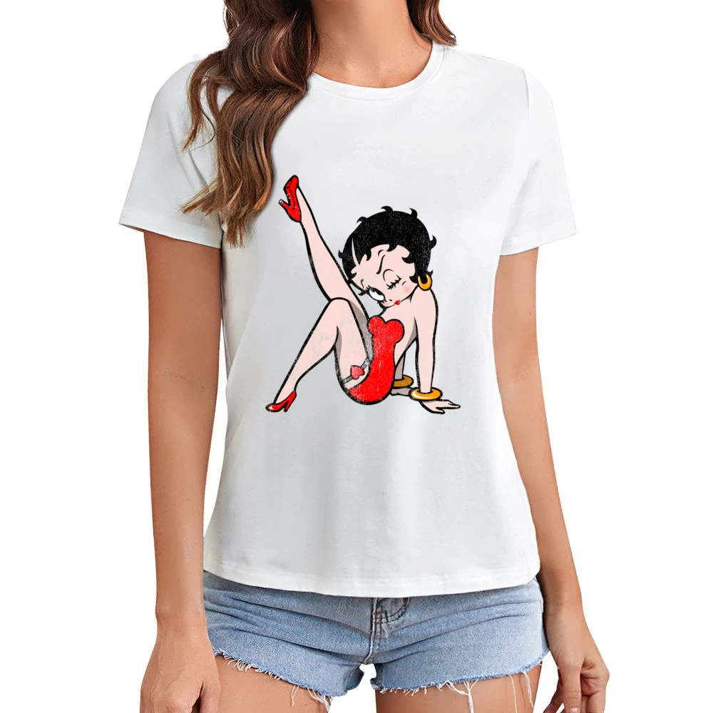 Betty Boop Fun Cool Vintage Style Distressed Graphic Retro Tv Show T S Asian Size Women Ladies T-shirt