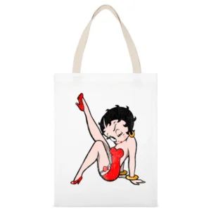Betty Boop Fun Cool Vintage Style Distressed Graphic Retro Tv Show T S White Canvas Tote Shopping Bag