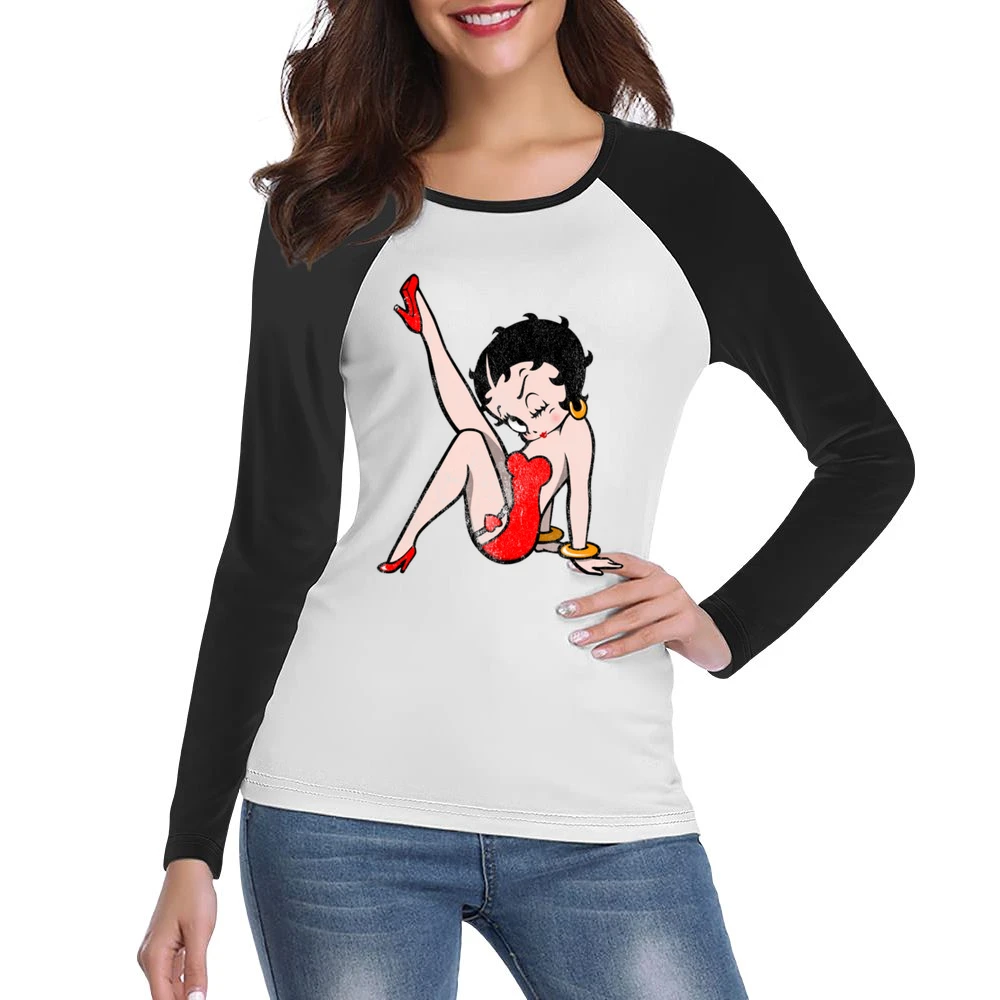 Betty Boop Fun Cool Vintage Style Distressed Graphic Retro Tv Show T S Women Ladies Long Sleeve T-Shirt