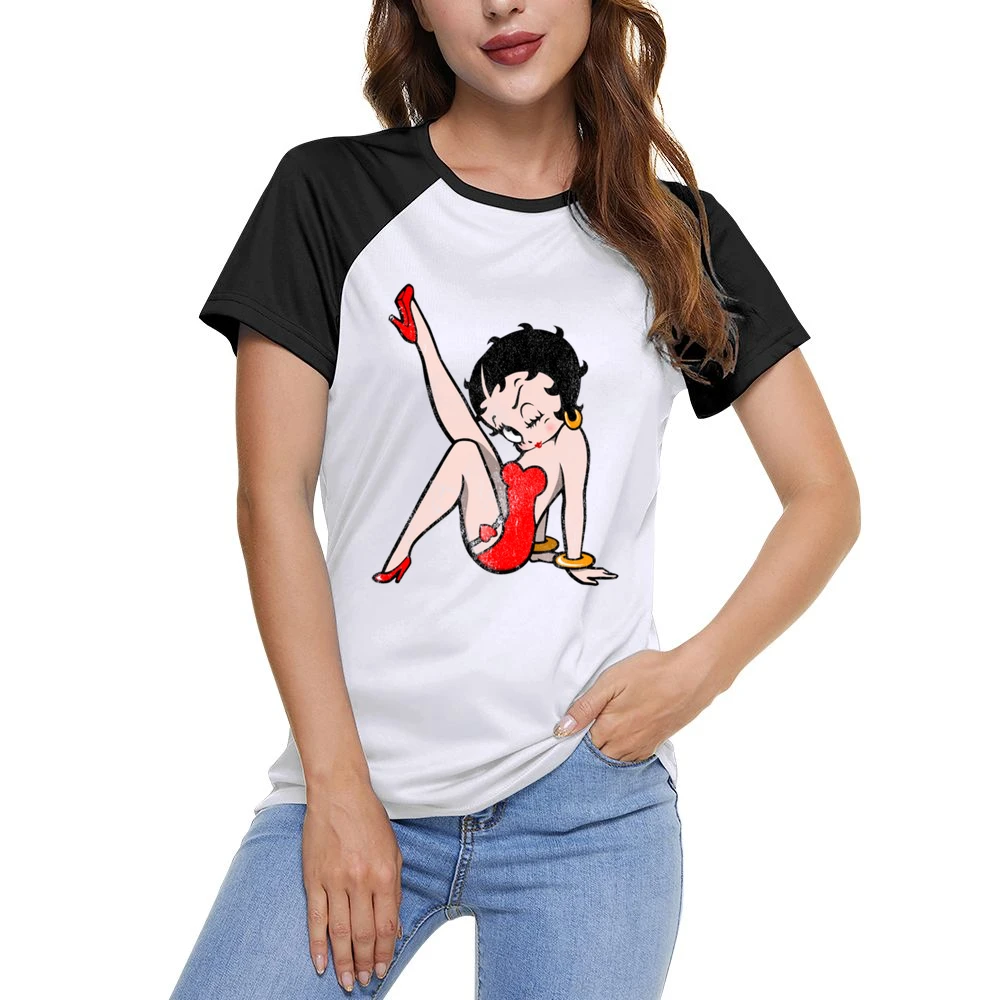 Betty Boop Fun Cool Vintage Style Distressed Graphic Retro Tv Show T S Women Ladies Short Sleeve T-Shirt