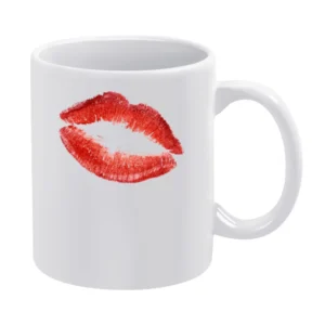 Big Red Kiss Mark Fun Cute Valentines Graphic Couples White Mug