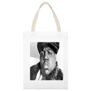 Biggie Portrait Tshirt White Canvas Tote Shopping Bag