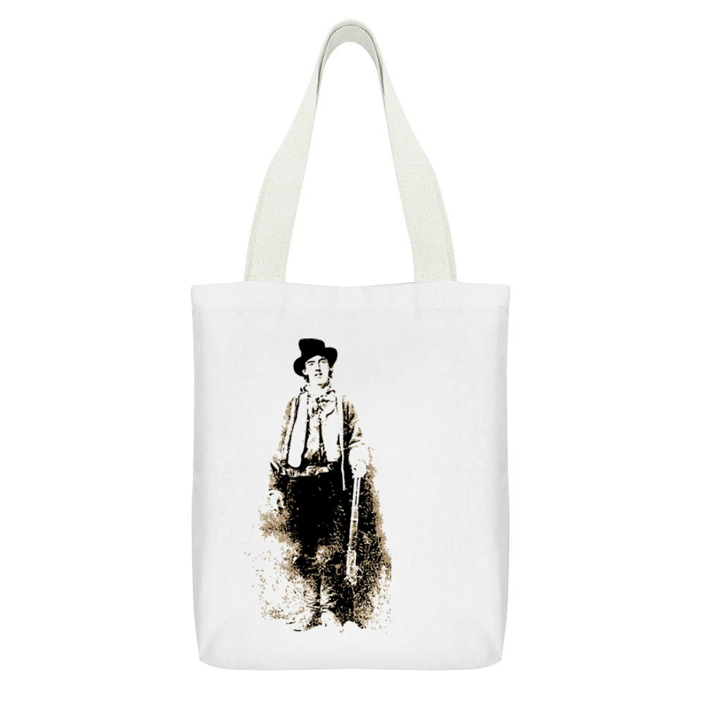 Billy The Kid White Canvas Tote Shopping Bag With Interior Pocket